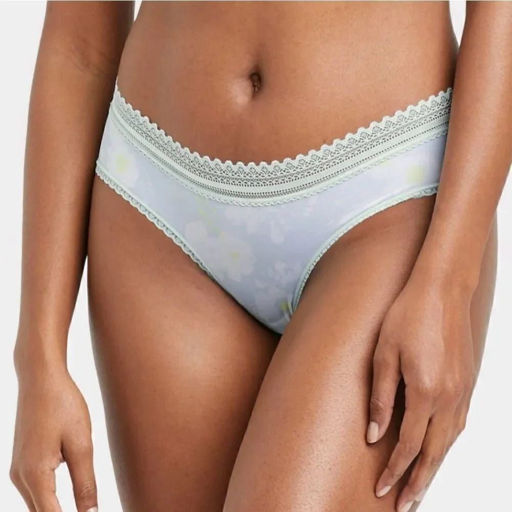 Auden mint green daisy floral hipsters mesh XS 0/2 NWT